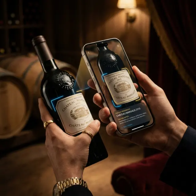 Escaneo de la etiqueta de una botella con la cámara del iPhone